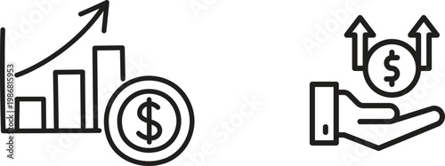 Finance icon set collection group featuring banking money investment budget accounting currency payment business economy tax profit savings credit wallet analytics modern vector design.