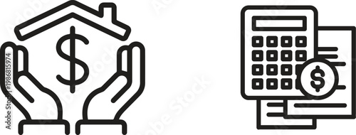 Finance icon set collection group featuring banking money investment budget accounting currency payment business economy tax profit savings credit wallet analytics modern vector design.