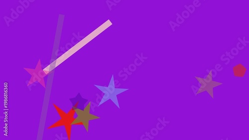 Sparkling fireworks burst against deep purple night sky with golden stars explosion