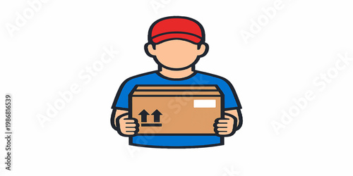Cartoon vector illustration of a worker boy in a construction builder uniform wearing a hat and holding the flag of France for business and education people