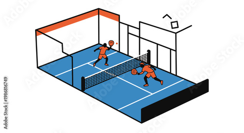 Illustration of people playing padel tennis.