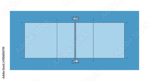 Blue ping pong table with net.