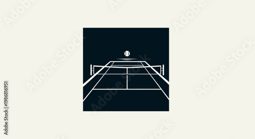 Minimalist illustration of a tennis court.