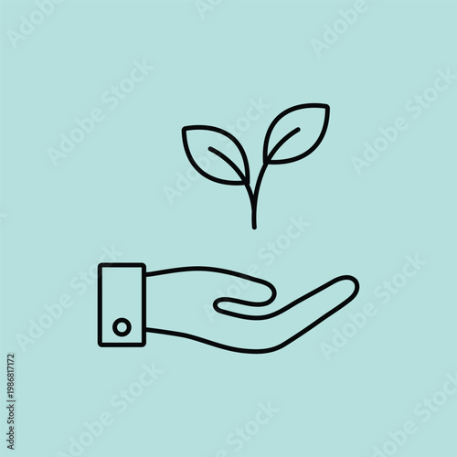 Sustainability and environmental social governance (ESG) concept of a hand protecting a young plant.