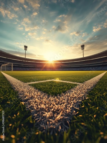 Sunset soccer field corner