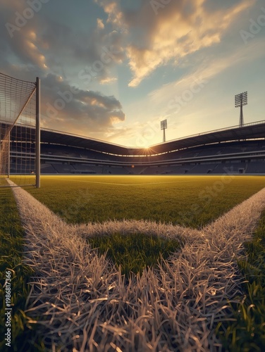 Sunset soccer field corner