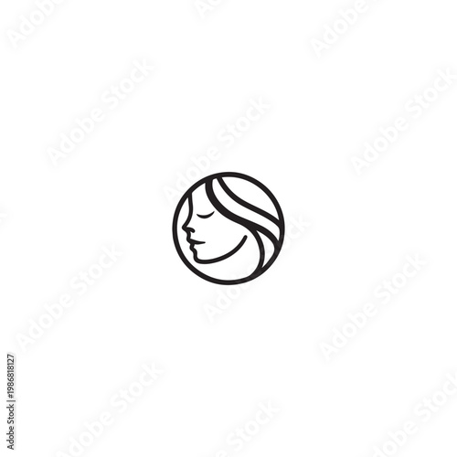 Spa logo simple Woman face logo icon vector Woman face logo black with white background