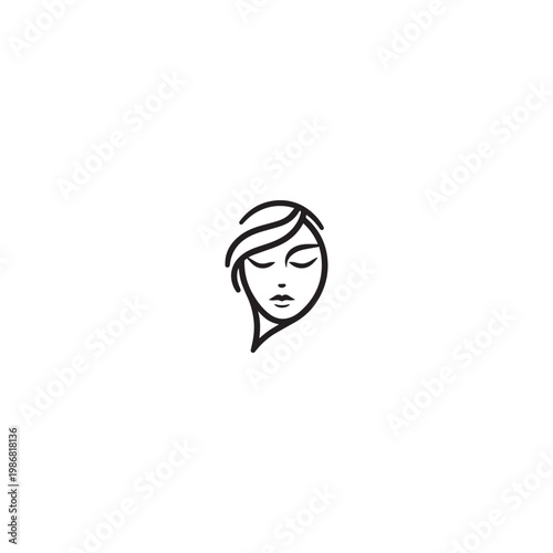 Spa logo simple Woman face logo icon vector Woman face logo black with white background