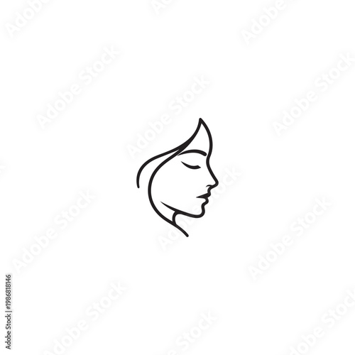 Spa logo simple Woman face logo icon vector Woman face logo black with white background