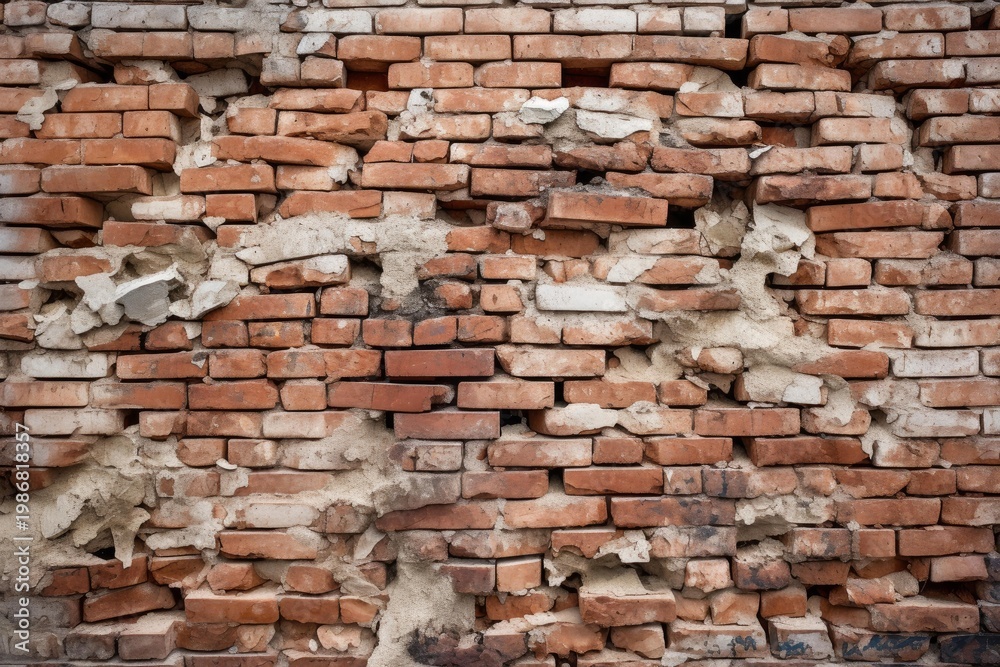 Fototapeta premium Old brick wall demonstrating decay and grunge architectural background