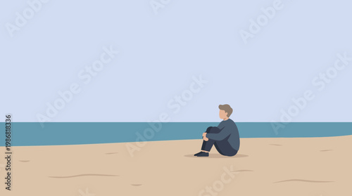 Solitary Contemplation on the Beach