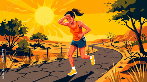 Woman Running in Extreme Heat