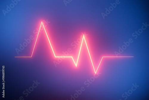 Heartbeat line shows variations in rhythm with bright colors in a digital setting during nighttime