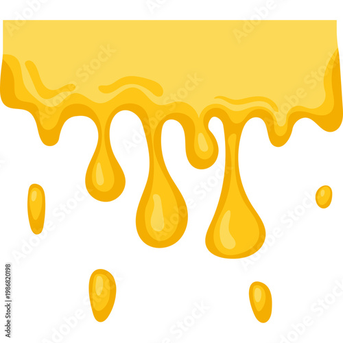 Golden Honey Dripping Vector Illustration on White Background