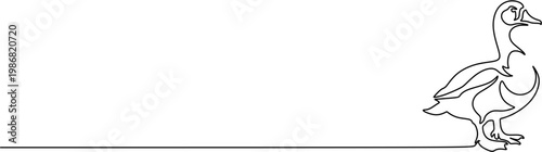 One line drawing of a duck minimalist waterfowl bird side view continuous line vector illustration