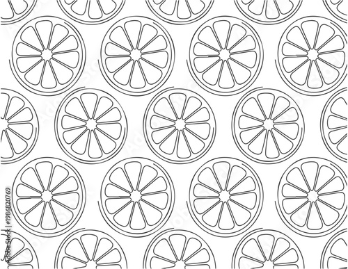 a pattern of lemon slices on a white background