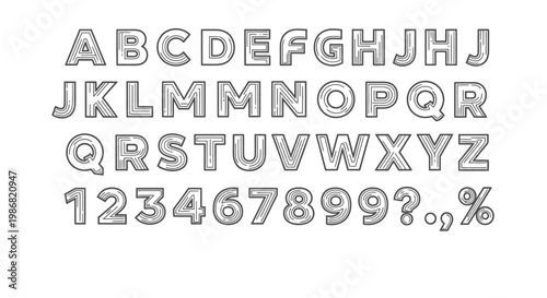 Alphabet letters and numbers set.