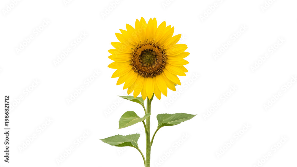 Fototapeta premium Natural yellow sunflower isolated on PNG transparent background