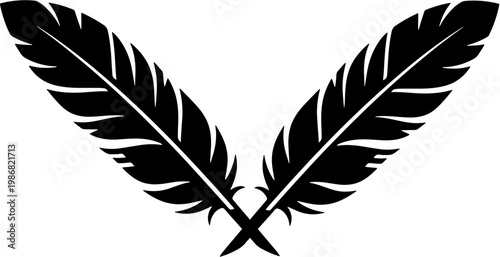 Crossed Feathers Silhouette Icon