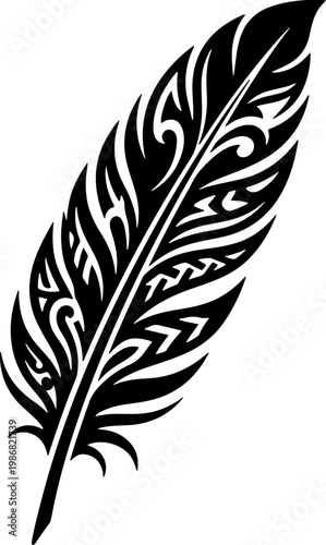 Tribal Feather Silhouette Graphic