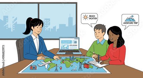 Business team discussing on a map.