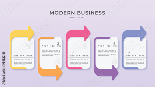 modern business process workflow vector illustration with colorful arrows