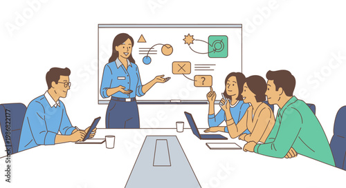 Businesswoman Presenting to Diverse Team.