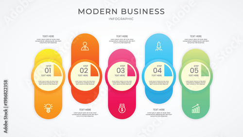 modern business steps success process flat design vector illustration