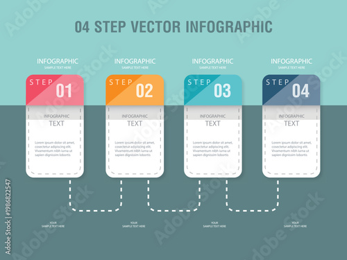 4 step process flowchart infographic flat design vector illustration