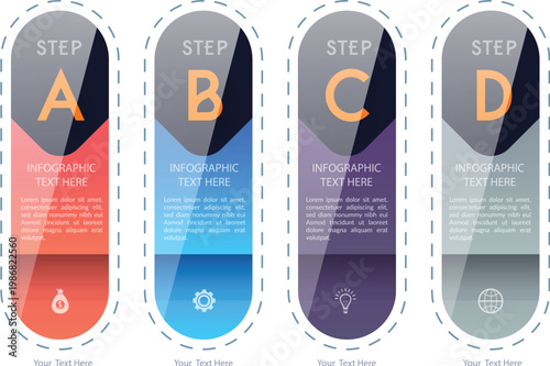 four steps infographic template vector illustration