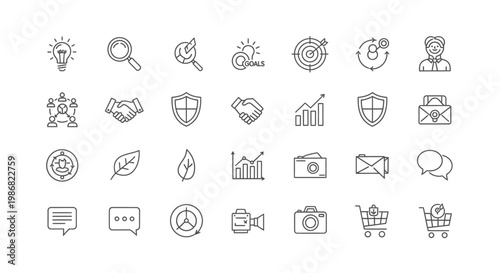 Collection of business and technology icons.
