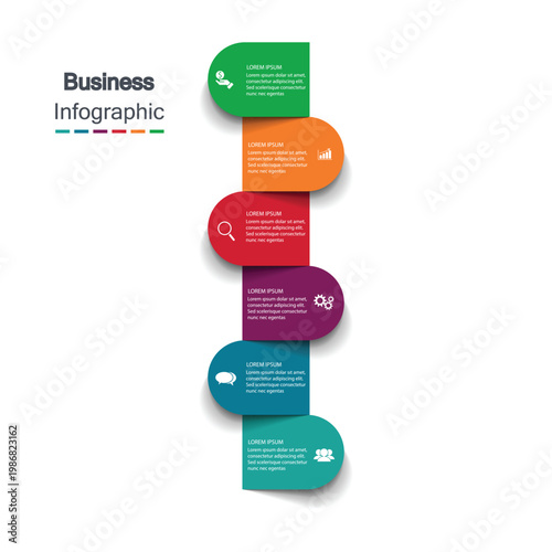 business process flowchart infographic with steps vector illustration