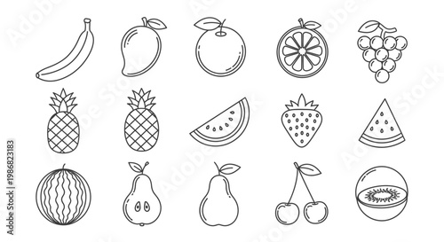 Collection of various fruit icons.