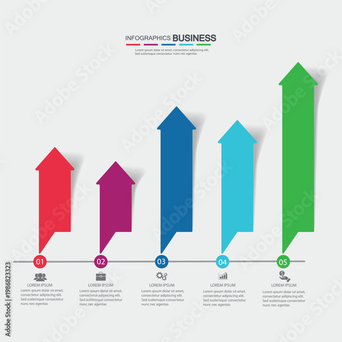 colorful business infographic with growing arrows vector illustration