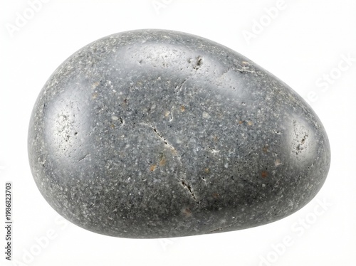Smooth Grey Speckled River Stone | Natural Polished Pebble Stock Photo