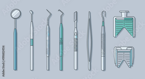Dental tools and equipment instruments.