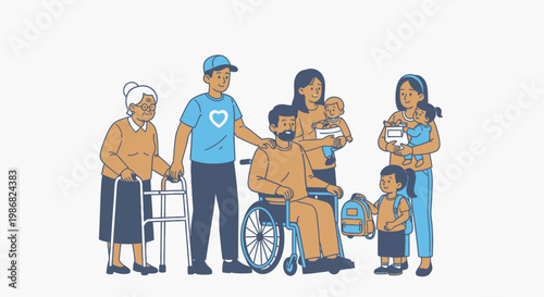 Diverse group of people standing together.