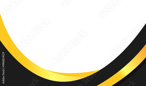 Luxurious art with black gold curved shapes on white background. Suitable for luxury branding design or elegant decoration projects.