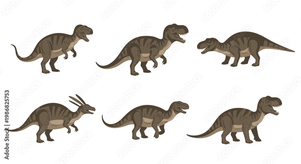Obraz premium Group of toy dinosaurs walking together.