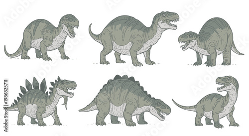 Group of different dinosaur species.
