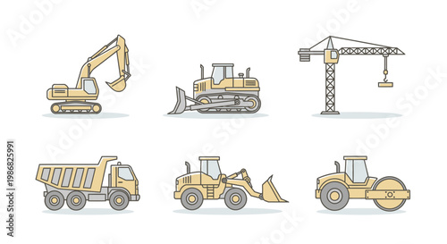 Heavy construction machines and vehicles.