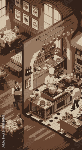 Interior of a restaurant kitchen area.