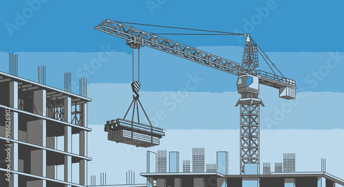 Large construction crane lifting heavy load 1.