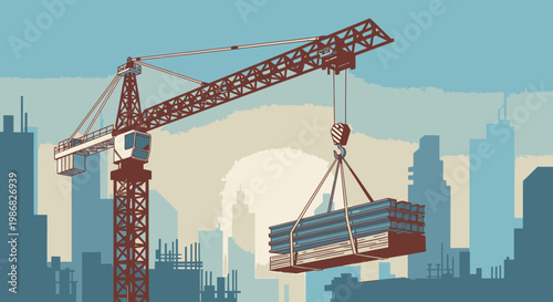 Large construction crane lifting heavy load.