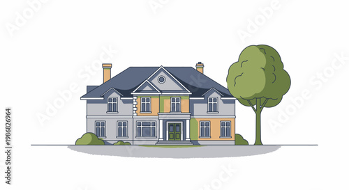 Large Suburban Two Story Family House.