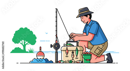Man fishing with a fishing rod.