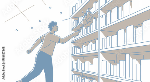 Man pushing large building structure.