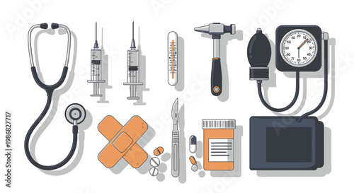 Medical equipment for health checkup.