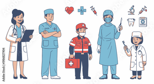 Medical professionals in various roles.