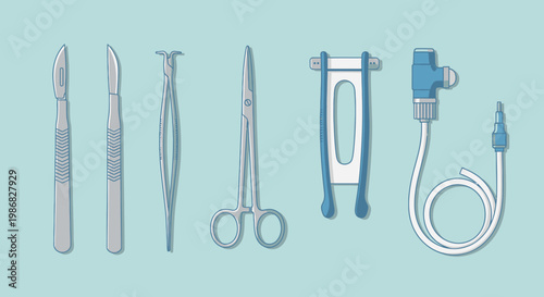 Medical tools and equipment set.